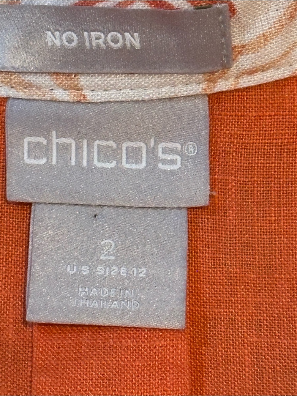 Chico's Burnt Orange 100% Linen Blouse - Picture 7 of 10